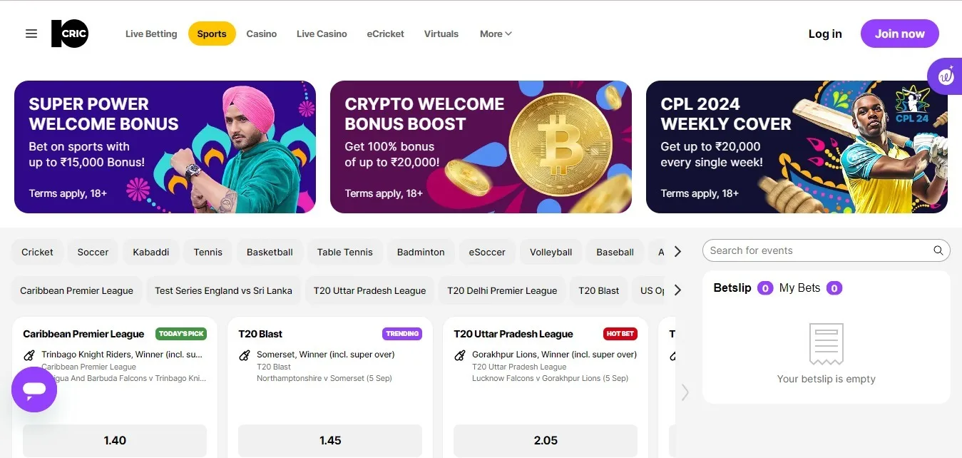 10CRIC screenshot